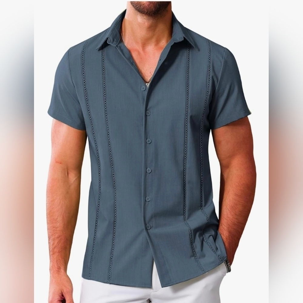 LETSEE Men's Cuban Guayabera Shirt #905